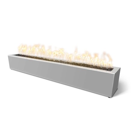 The Outdoor Plus 72 Rectangular Eaves Fire Pit - Powder Coated Metal - Pewter - Natural Gas OPT-LBTPC72-PEW-NG